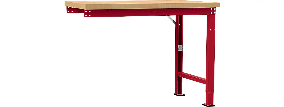 Banco de trabajo de ampliación Manuflex Profi Spezial, tablero multiplex, 1250 x 700 mm, rojo rubí