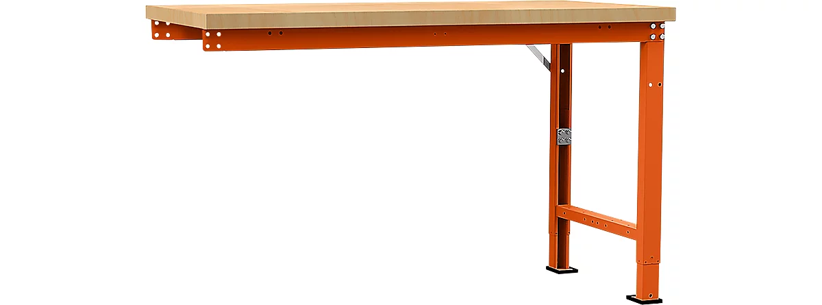 Banco de trabajo de ampliación Manuflex Profi Spezial, tablero multiplex, 1500 x 700 mm, rojo anaranjado