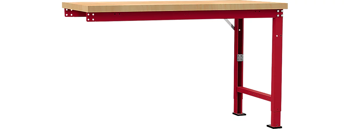Banco de trabajo de ampliación Manuflex Profi Spezial, tablero multiplex, 1500 x 700 mm, rojo rubí