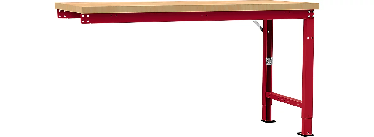 Banco de trabajo de ampliación Manuflex Profi Spezial, tablero multiplex, 1750 x 700 mm, rojo rubí