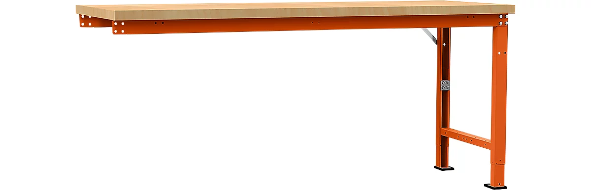 Banco de trabajo de ampliación Manuflex Profi Spezial, tablero multiplex, 2000 x 700 mm, rojo anaranjado