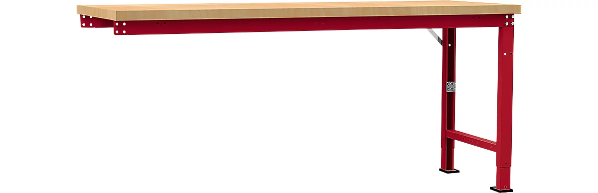 Banco de trabajo de ampliación Manuflex Profi Spezial, tablero multiplex, 2000 x 700 mm, rojo rubí