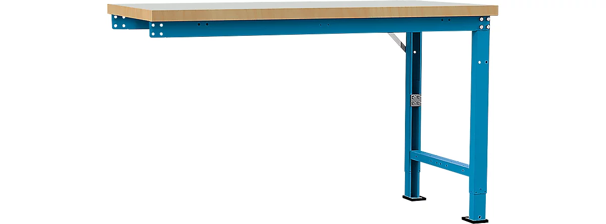 Banco de trabajo de ampliación Manuflex Profi Spezial, tablero plástico, 1500 x 700 mm, azul luminoso