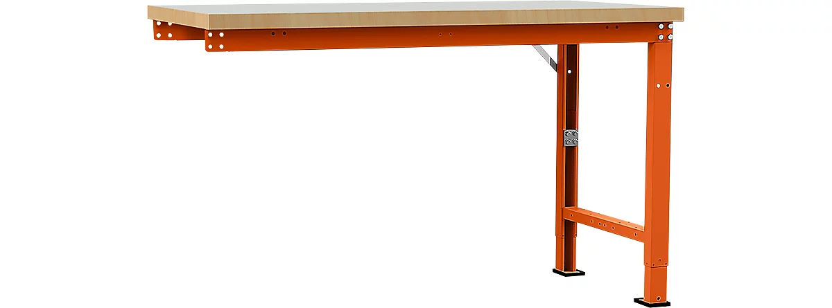 Banco de trabajo de ampliación Manuflex Profi Spezial, tablero plástico, 1500 x 700 mm, rojo anaranjado