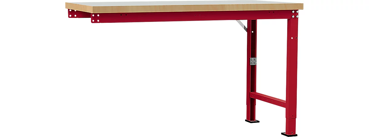 Banco de trabajo de ampliación Manuflex Profi Spezial, tablero plástico, 1500 x 700 mm, rojo rubí