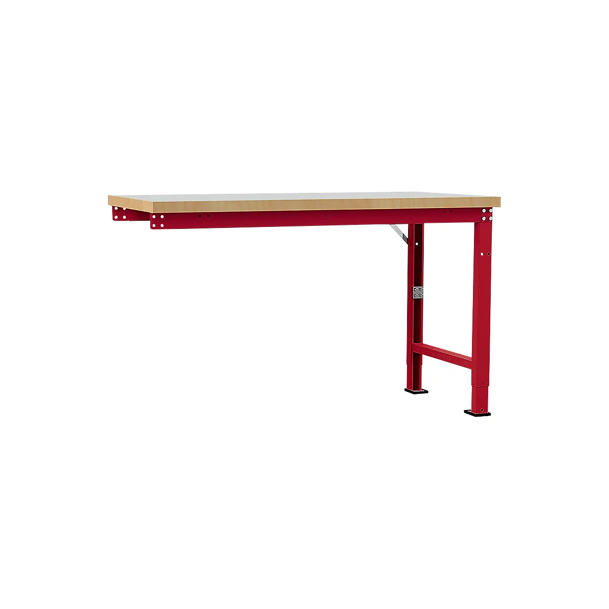 Banco de trabajo de ampliación Manuflex Profi Spezial, tablero plástico, 1500 x 700 mm, rojo rubí