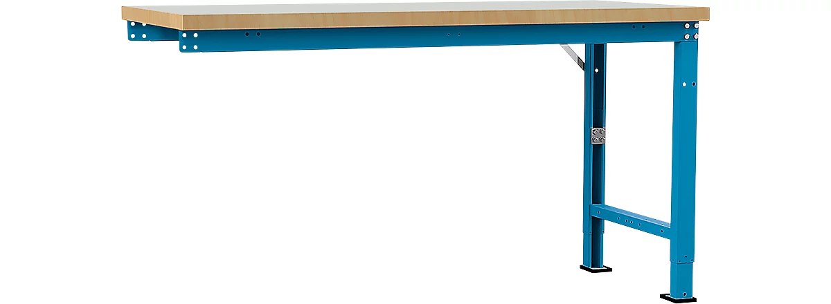 Banco de trabajo de ampliación Manuflex Profi Spezial, tablero plástico, 1750 x 700 mm, azul luminoso