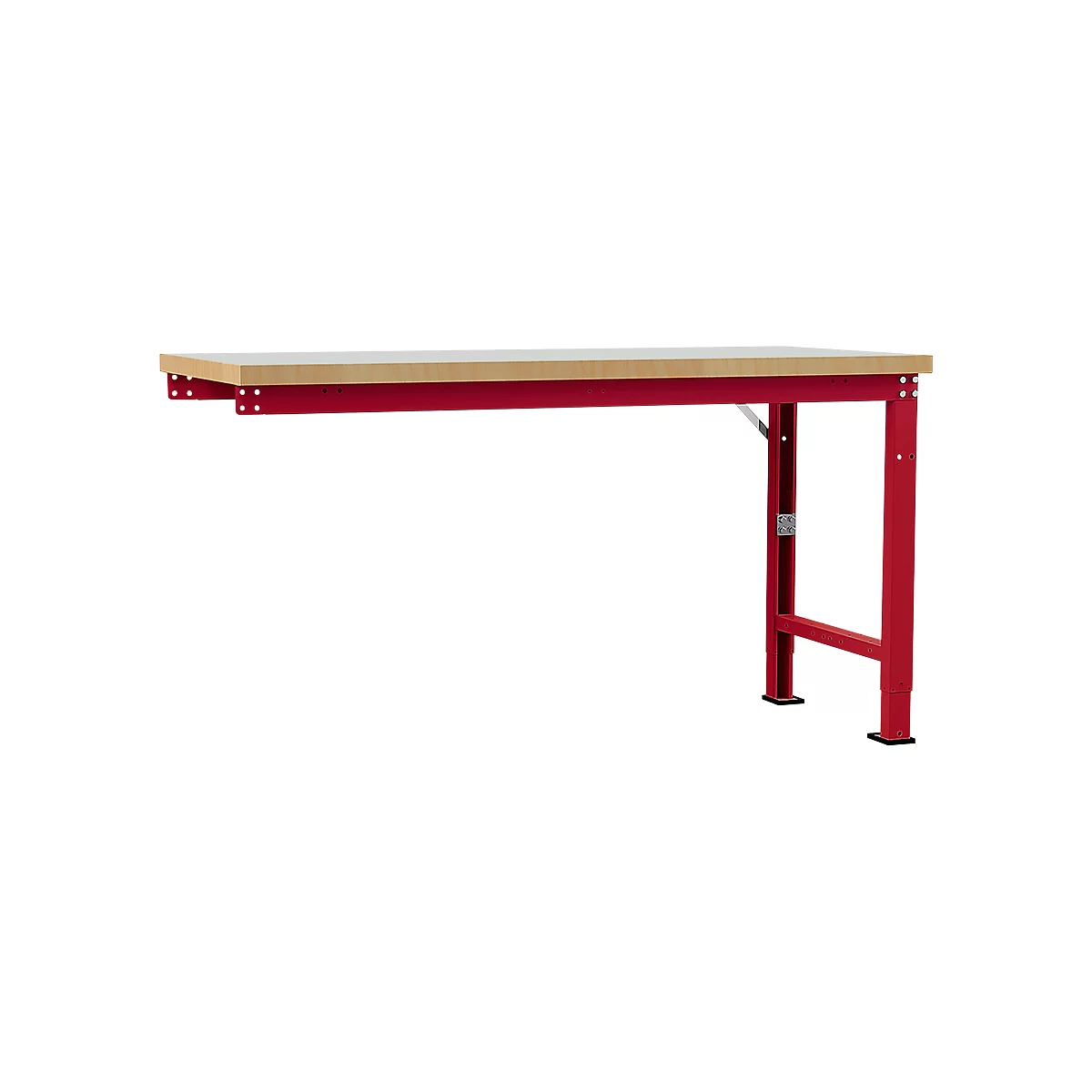 Banco de trabajo de ampliación Manuflex Profi Spezial, tablero plástico, 1750 x 700 mm, rojo rubí