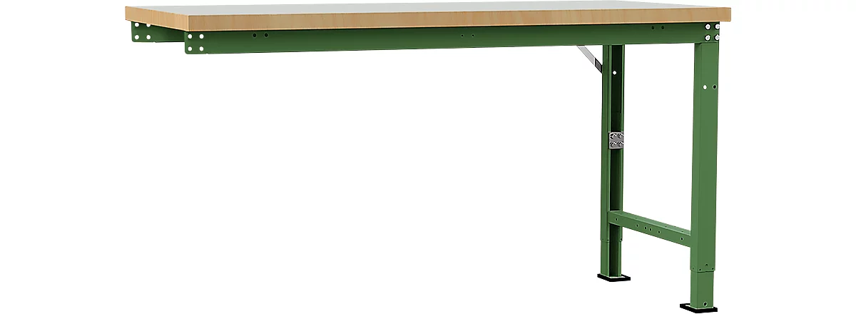 Banco de trabajo de ampliación Manuflex Profi Spezial, tablero plástico, 1750 x 700 mm, verde reseda