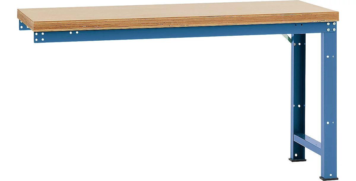 Banco de trabajo de ampliación Manuflex Profi Standard, tablero multiplex, 1750 x 700 mm, azul brillante