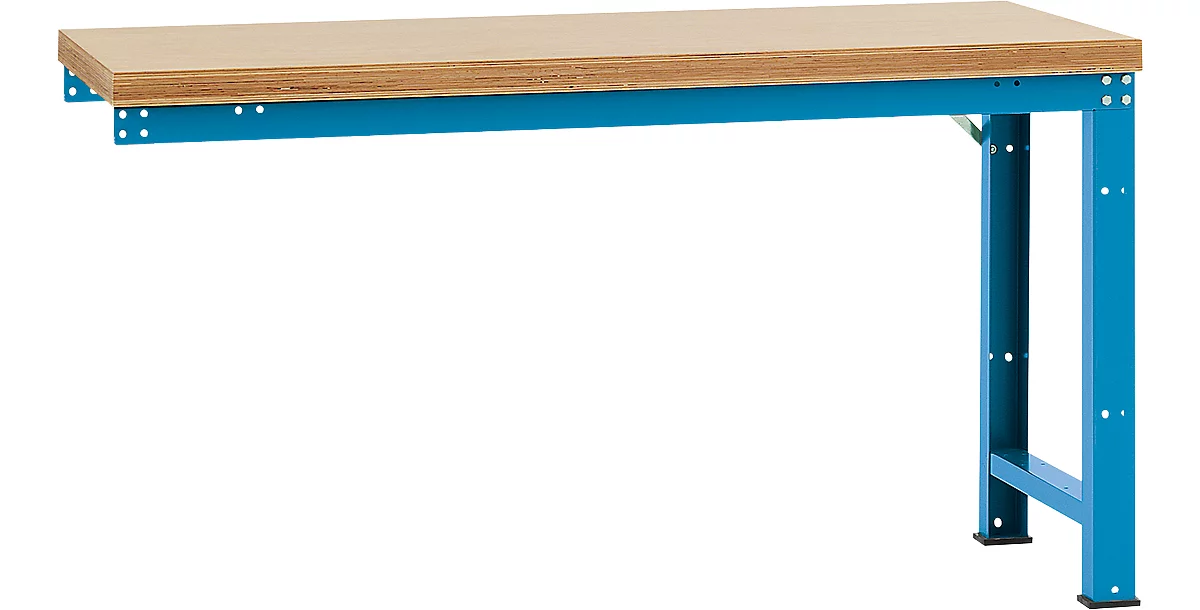 Banco de trabajo de ampliación Manuflex Profi Standard, tablero multiplex, 1750 x 700 mm, azul luminoso