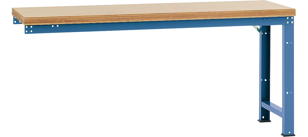 Banco de trabajo de ampliación Manuflex Profi Standard, tablero multiplex, 2000 x 700 mm, azul brillante