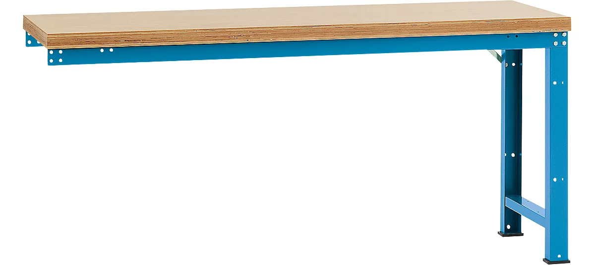 Banco de trabajo de ampliación Manuflex Profi Standard, tablero multiplex, 2000 x 700 mm, azul luminoso