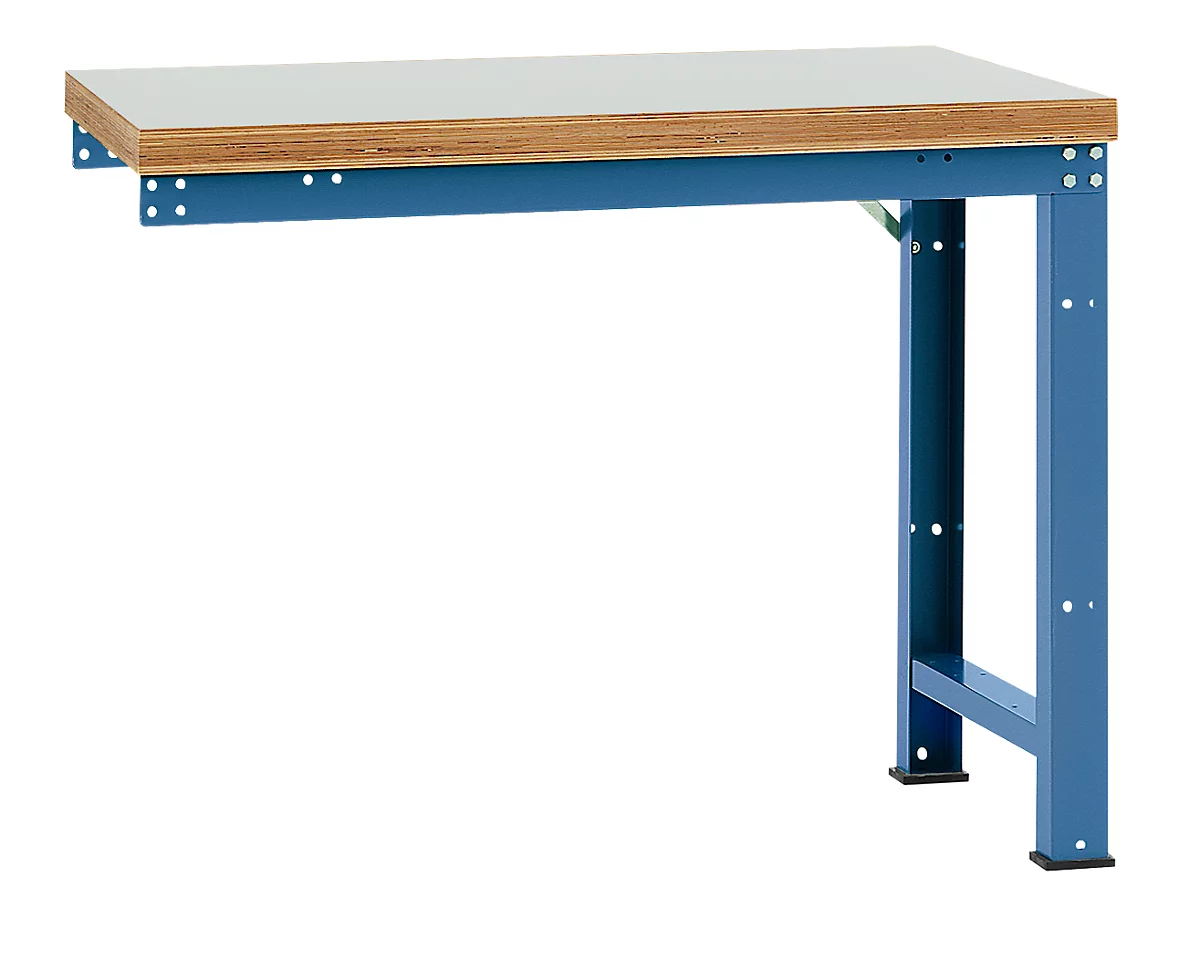 Banco de trabajo de ampliación Manuflex Profi Standard, tablero plástico, 1250 x 700 mm, azul brillante
