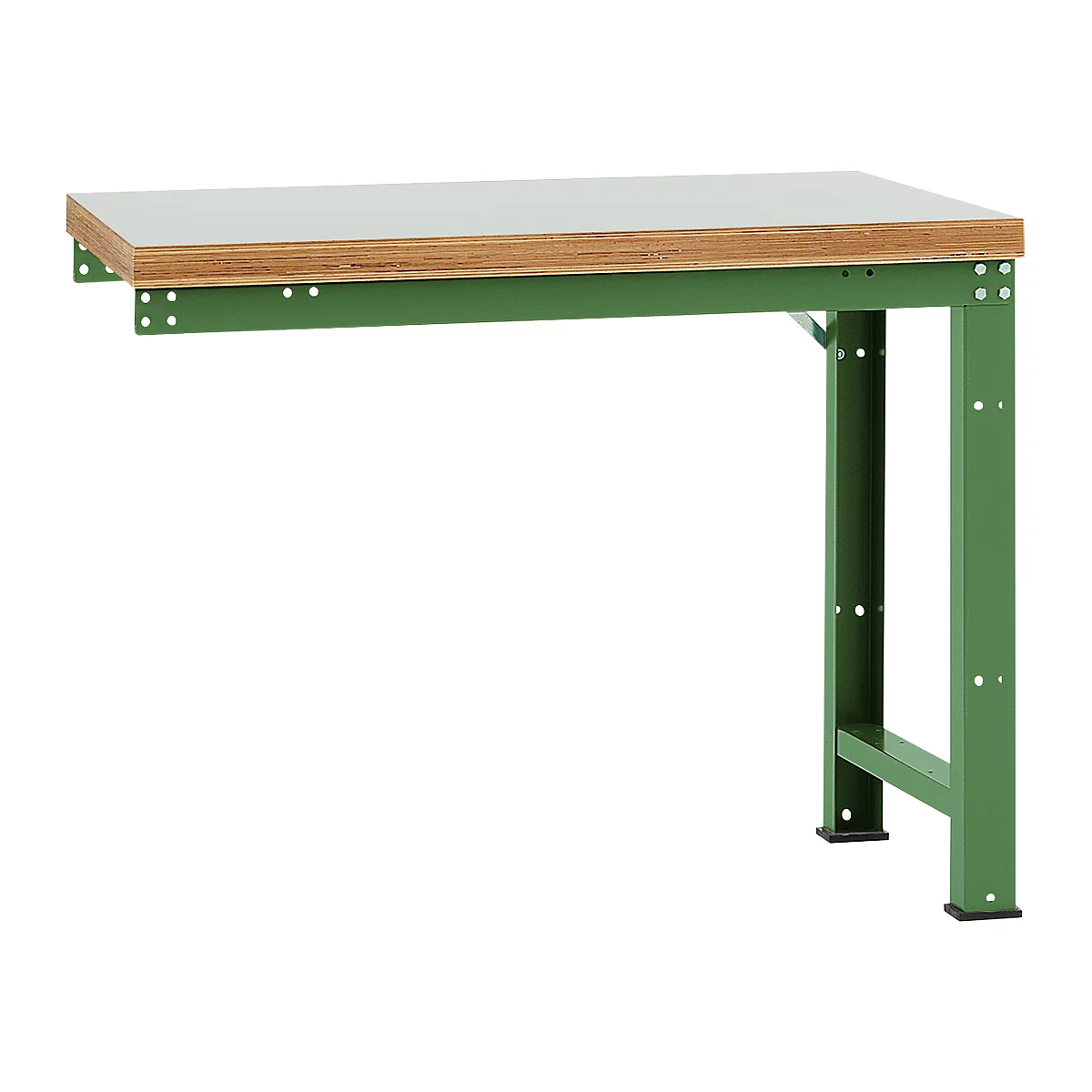 Banco de trabajo de ampliación Manuflex Profi Standard, tablero plástico, 1250 x 700 mm, verde reseda