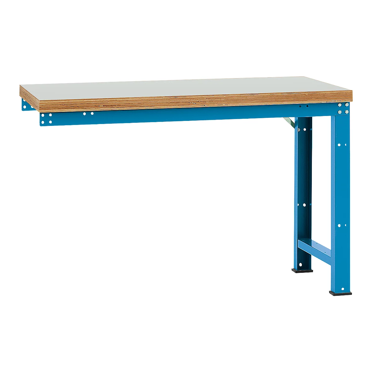 Banco de trabajo de ampliación Manuflex Profi Standard, tablero plástico, 1500 x 700 mm, azul luminoso