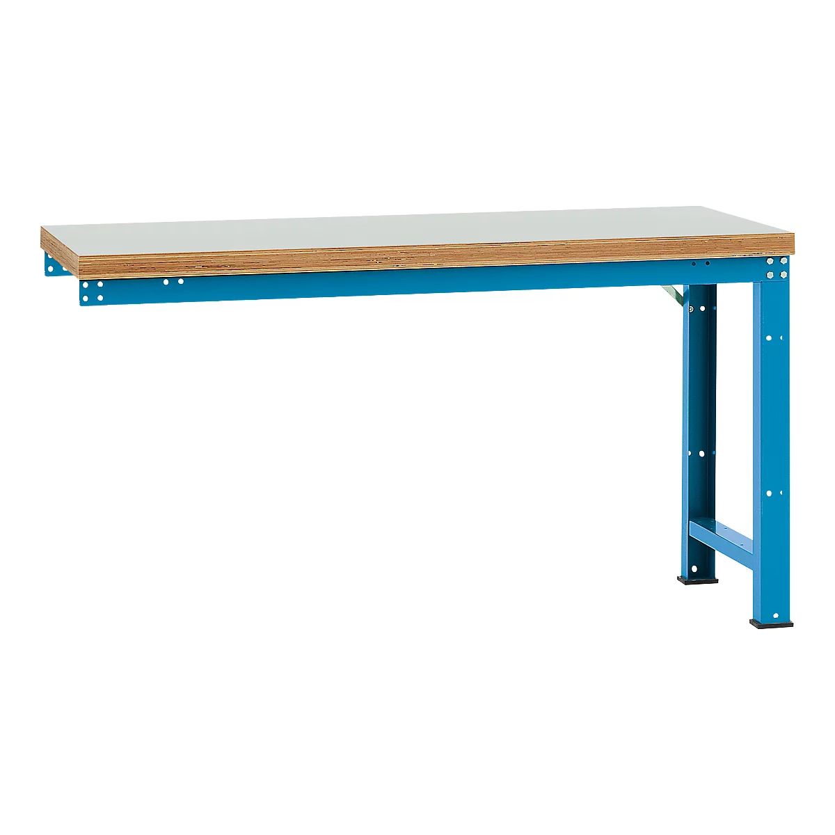 Banco de trabajo de ampliación Manuflex Profi Standard, tablero plástico, 1750 x 700 mm, azul luminoso