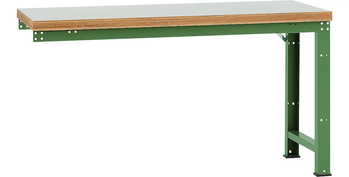 Banco de trabajo de ampliación Manuflex Profi Standard, tablero plástico, 1750 x 700 mm, verde reseda