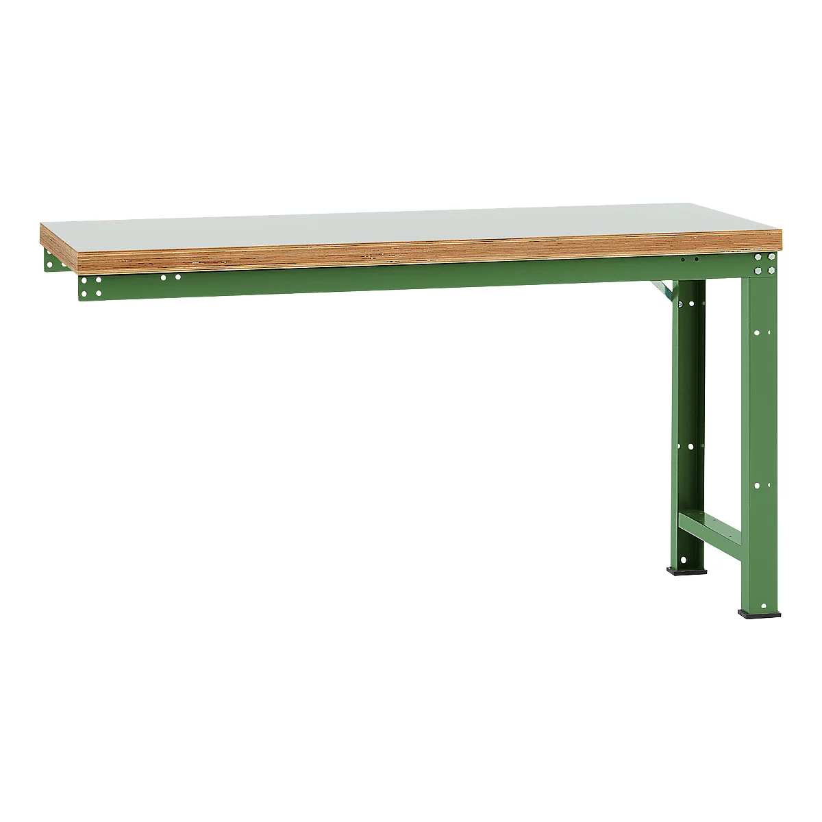 Banco de trabajo de ampliación Manuflex Profi Standard, tablero plástico, 1750 x 700 mm, verde reseda