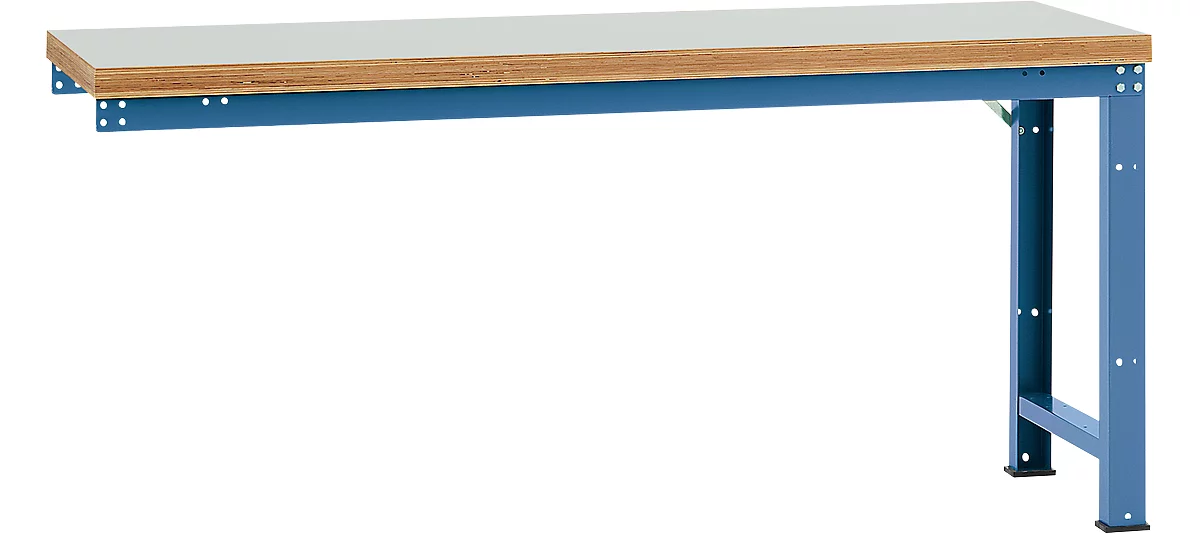 Banco de trabajo de ampliación Manuflex Profi Standard, tablero plástico, 2000 x 700 mm, azul brillante