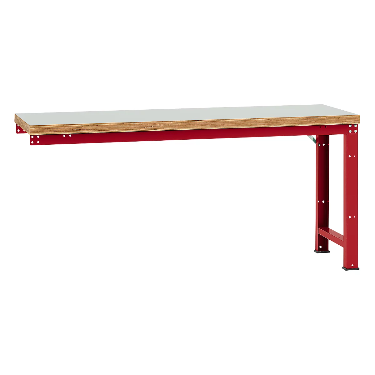 Banco de trabajo de ampliación Manuflex Profi Standard, tablero plástico, 2000 x 700 mm, rojo rubí