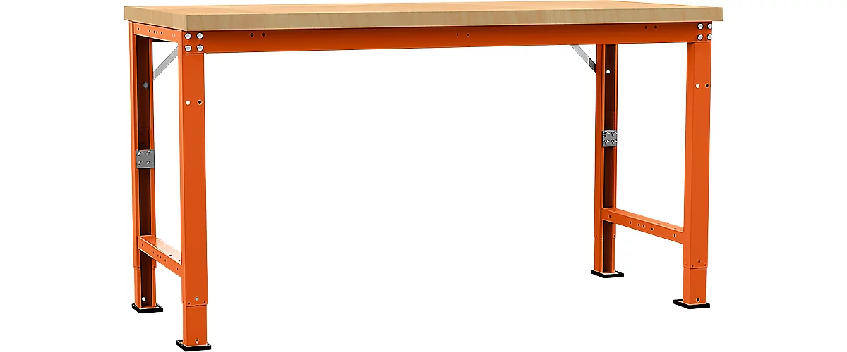 Banco de trabajo Manuflex Profi Spezial, tablero multiplex, 1750 x 700 mm, rojo anaranjado