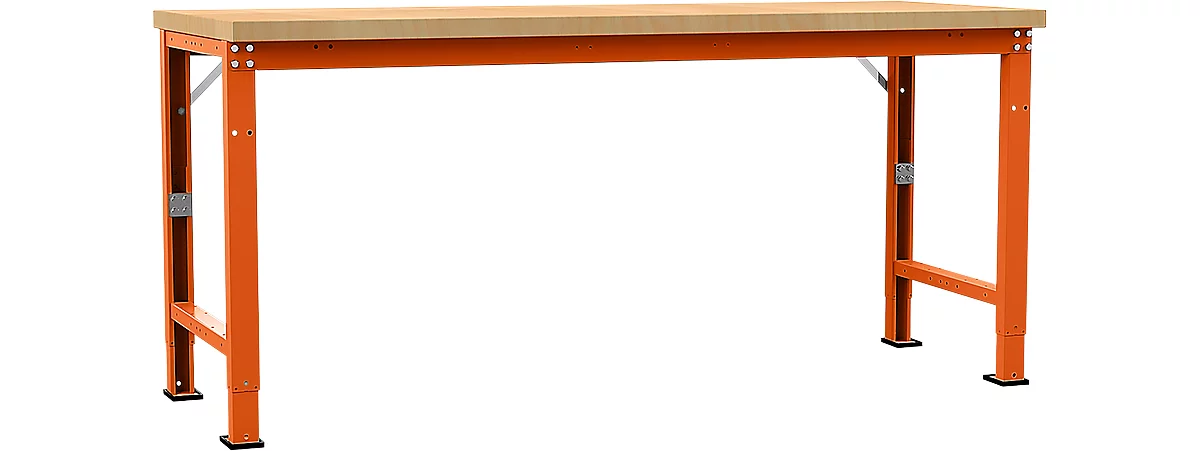 Banco de trabajo Manuflex Profi Spezial, tablero multiplex, 2000 x 700 mm, rojo anaranjado
