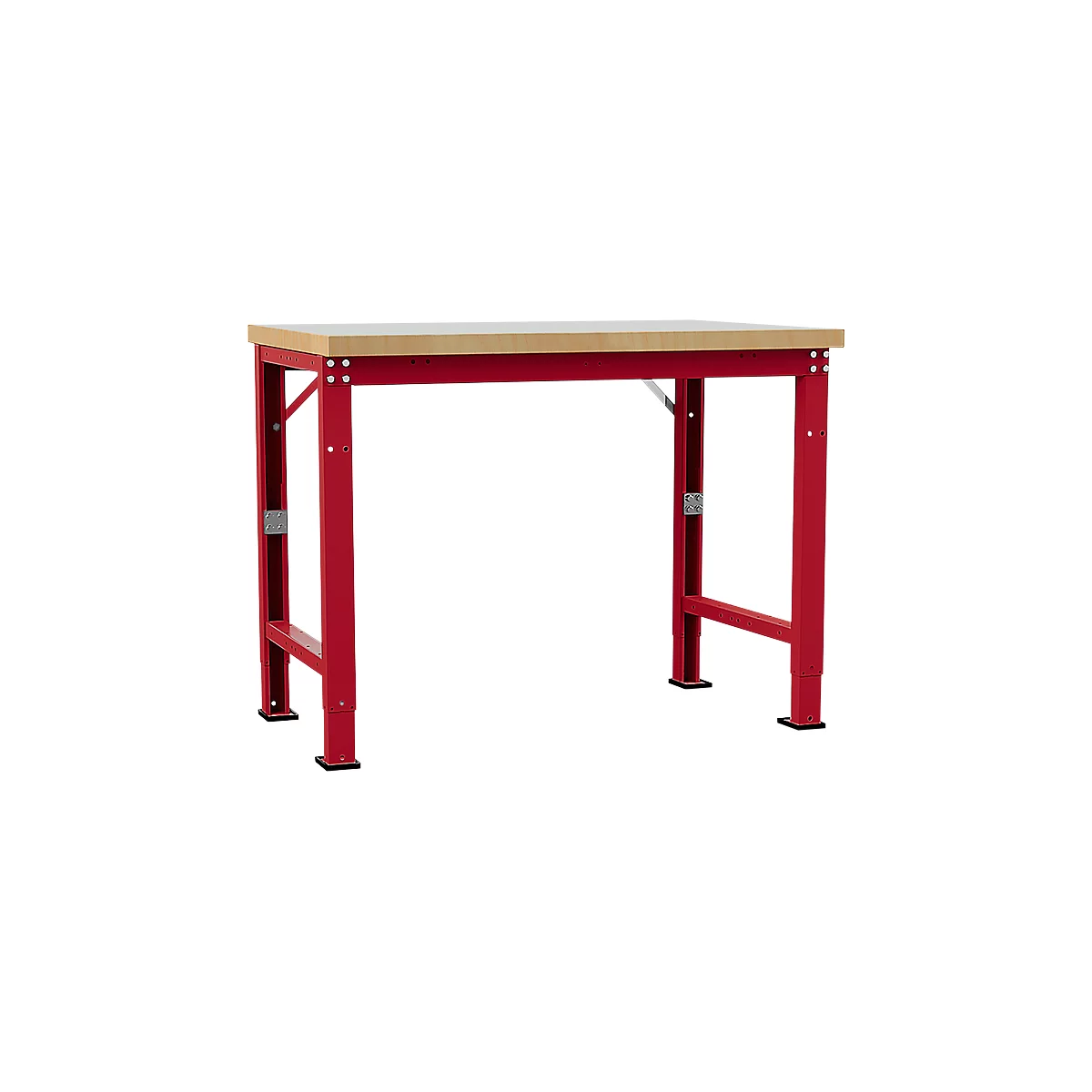 Banco de trabajo Manuflex Profi Spezial, tablero plástico, 1250 x 700 mm, rojo rubí