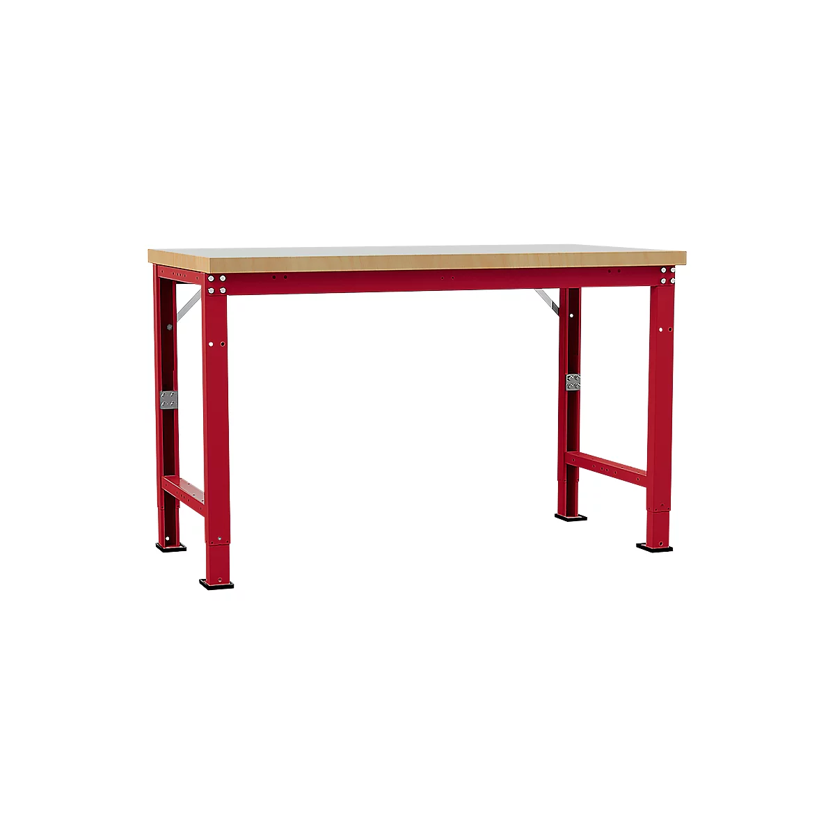 Banco de trabajo Manuflex Profi Spezial, tablero plástico, 1500 x 700 mm, rojo rubí