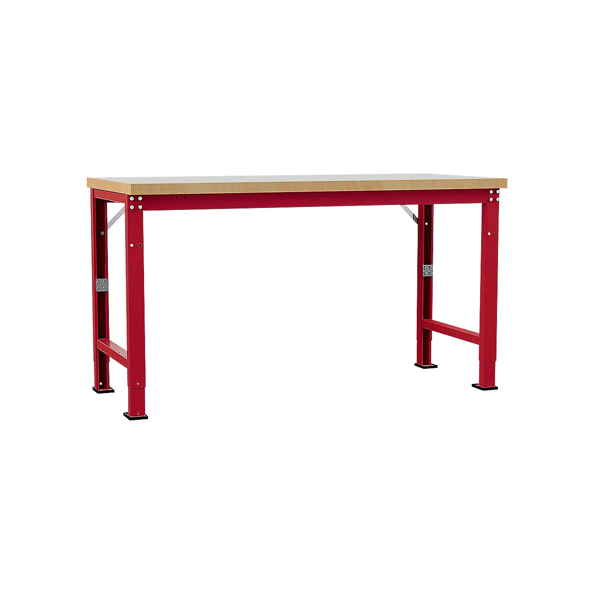 Banco de trabajo Manuflex Profi Spezial, tablero plástico, 1750 x 700 mm, rojo rubí