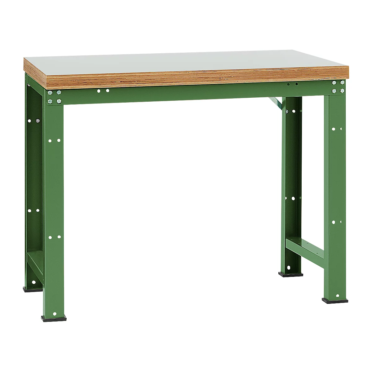 Banco de trabajo Manuflex Profi Standard, tablero plástico An 1250 x P 700, verde reseda