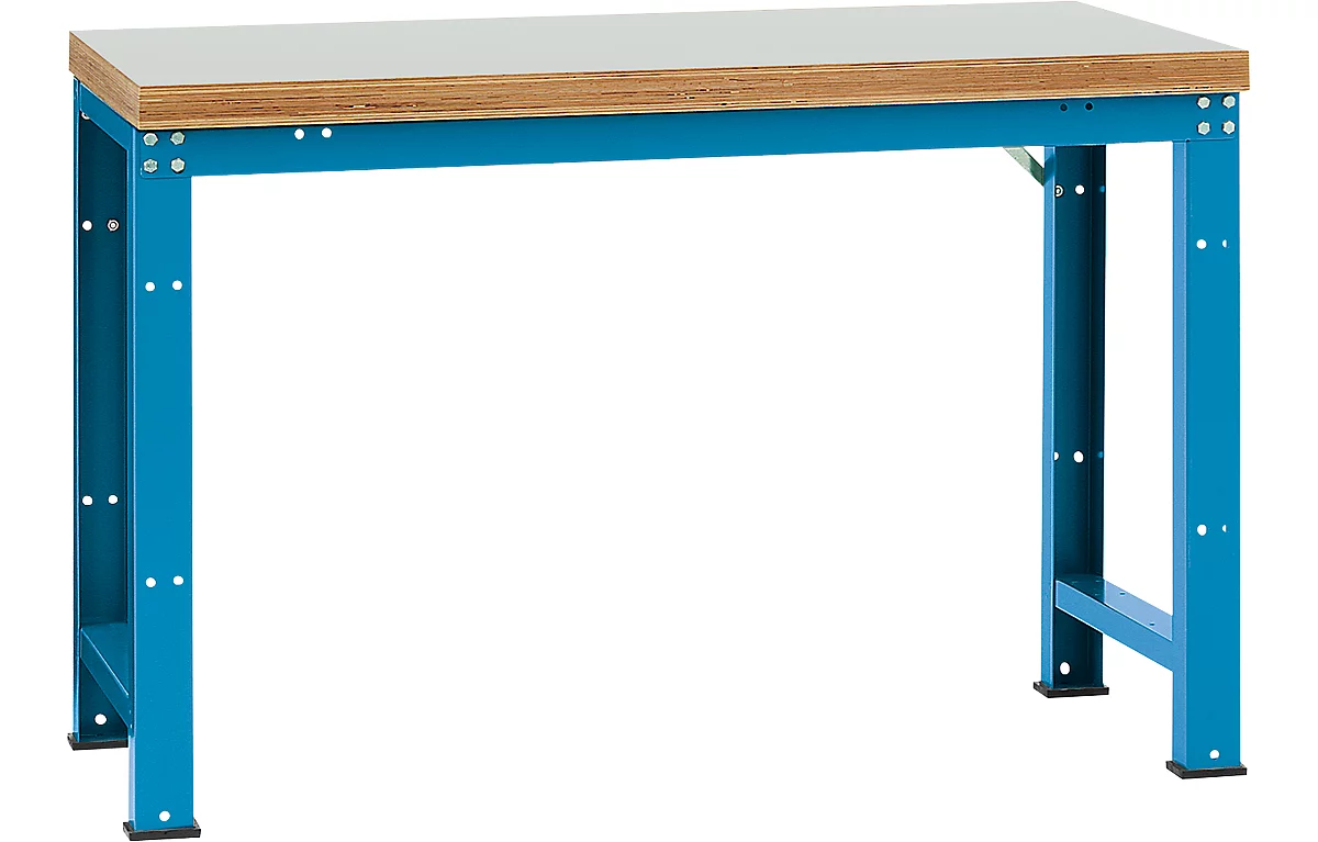 Banco de trabajo Manuflex Profi Standard, tablero plástico An 1500 x P 700, azul luminoso