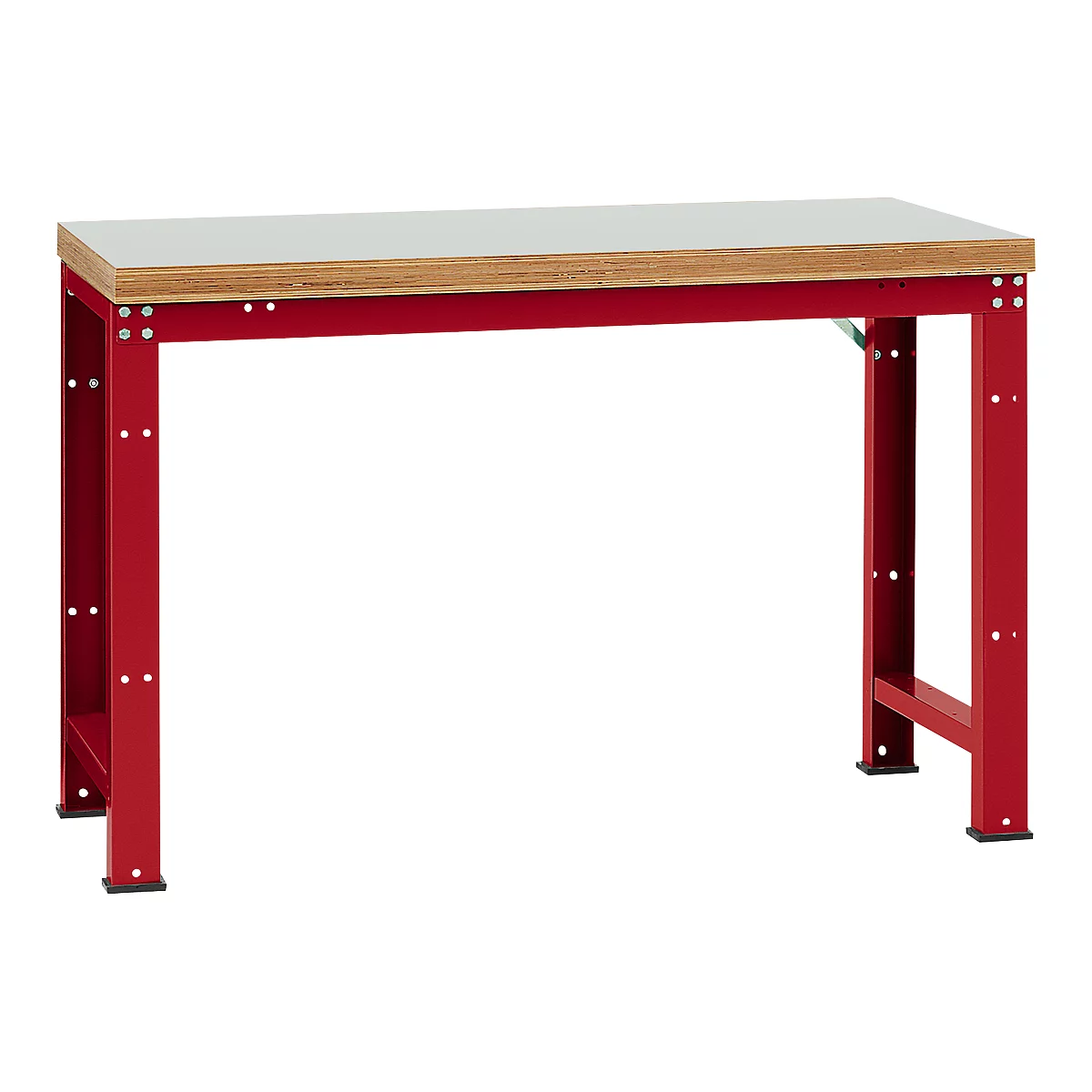 Banco de trabajo Manuflex Profi Standard, tablero plástico An 1500 x P 700, rojo rubí