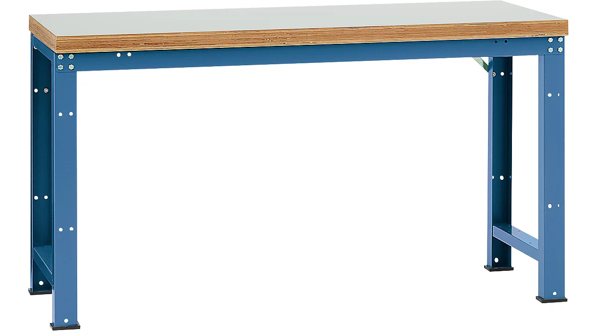 Banco de trabajo Manuflex Profi Standard, tablero plástico An 1750 x P 700, azul brillante
