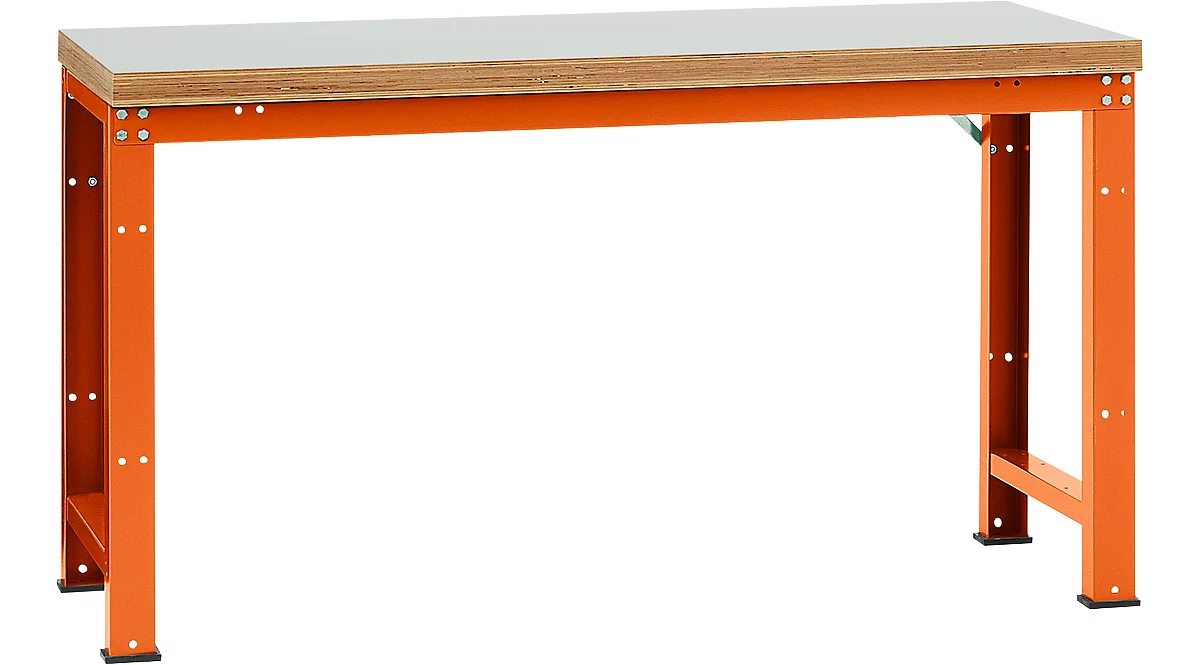 Banco de trabajo Manuflex Profi Standard, tablero plástico An 1750 x P 700, rojo anaranjado