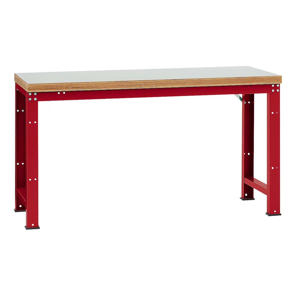 Banco de trabajo Manuflex Profi Standard, tablero plástico An 1750 x P 700, rojo rubí