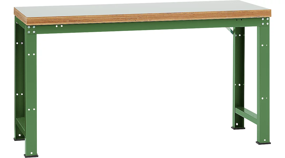 Banco de trabajo Manuflex Profi Standard, tablero plástico An 1750 x P 700, verde reseda