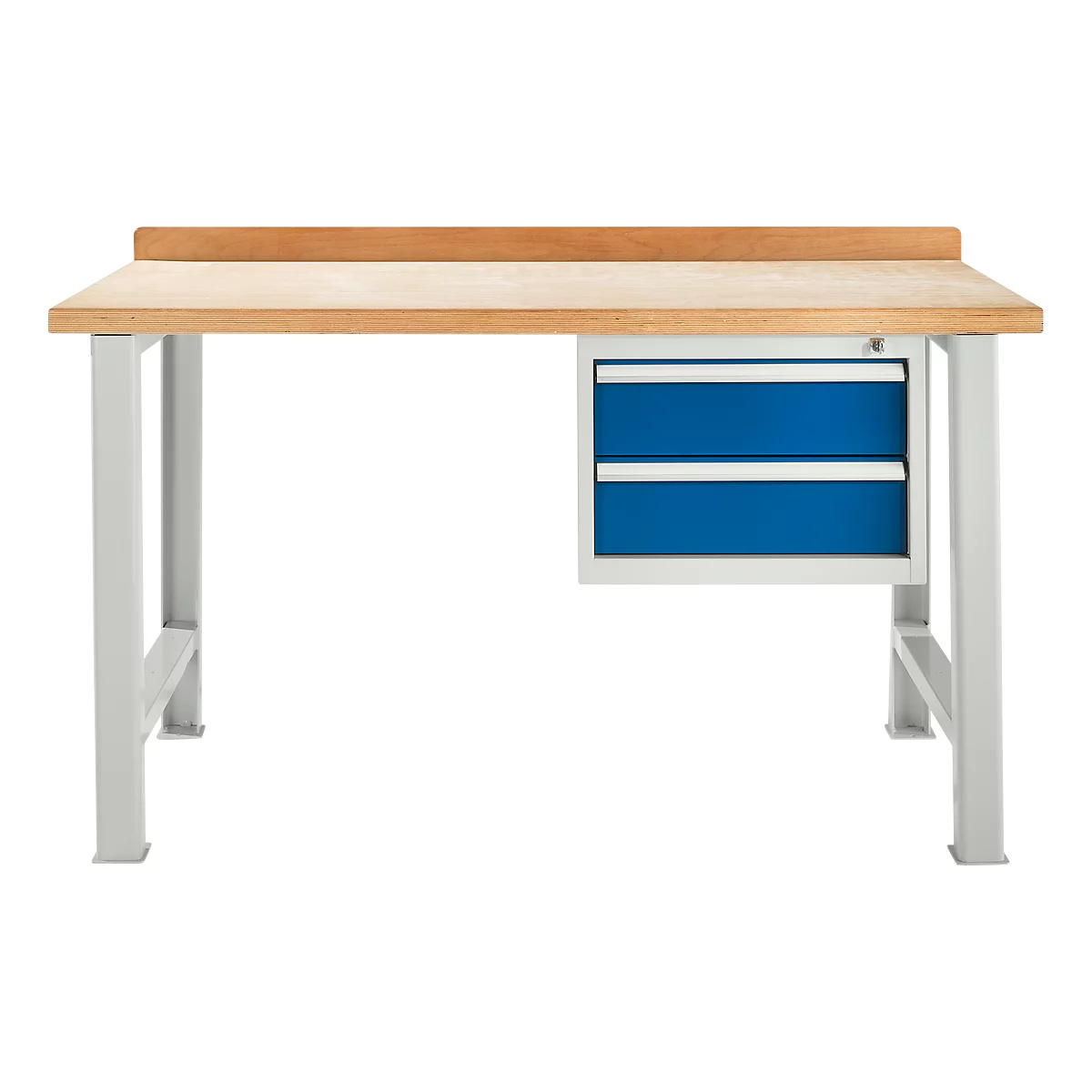 Banco de trabajo modular Schäfer Shop Select, mueble básico, tablero multiplex de haya, hasta 500 kg, An 1500 x Pr 700 x Al 840 mm, azul genciana ral 5010