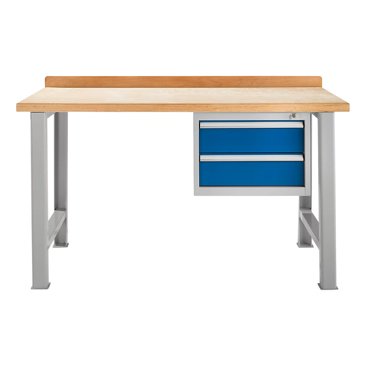 Banco de trabajo modular Schäfer Shop Select, mueble básico, tablero multiplex de haya, hasta 500 kg, An 1500 x Pr 700 x Al 840 mm, azul genciana ral 5010