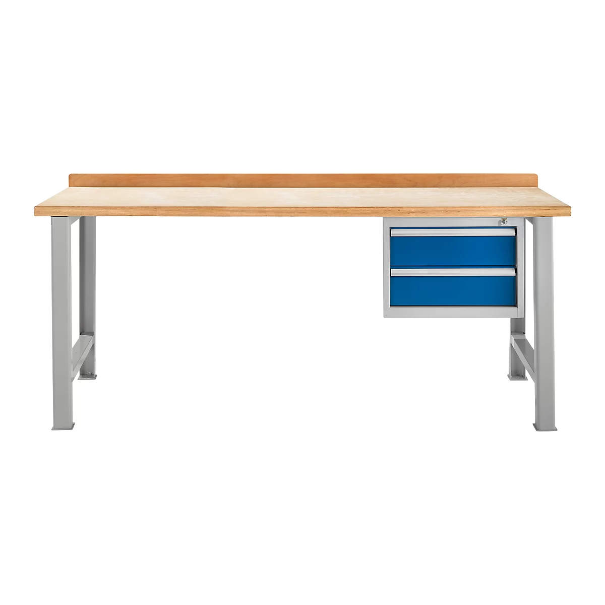 Banco de trabajo modular Schäfer Shop Select, mueble básico, tablero multiplex de haya, hasta 500 kg, An 2000 x Pr 700 x Al 840 mm, azul genciana ral 5010