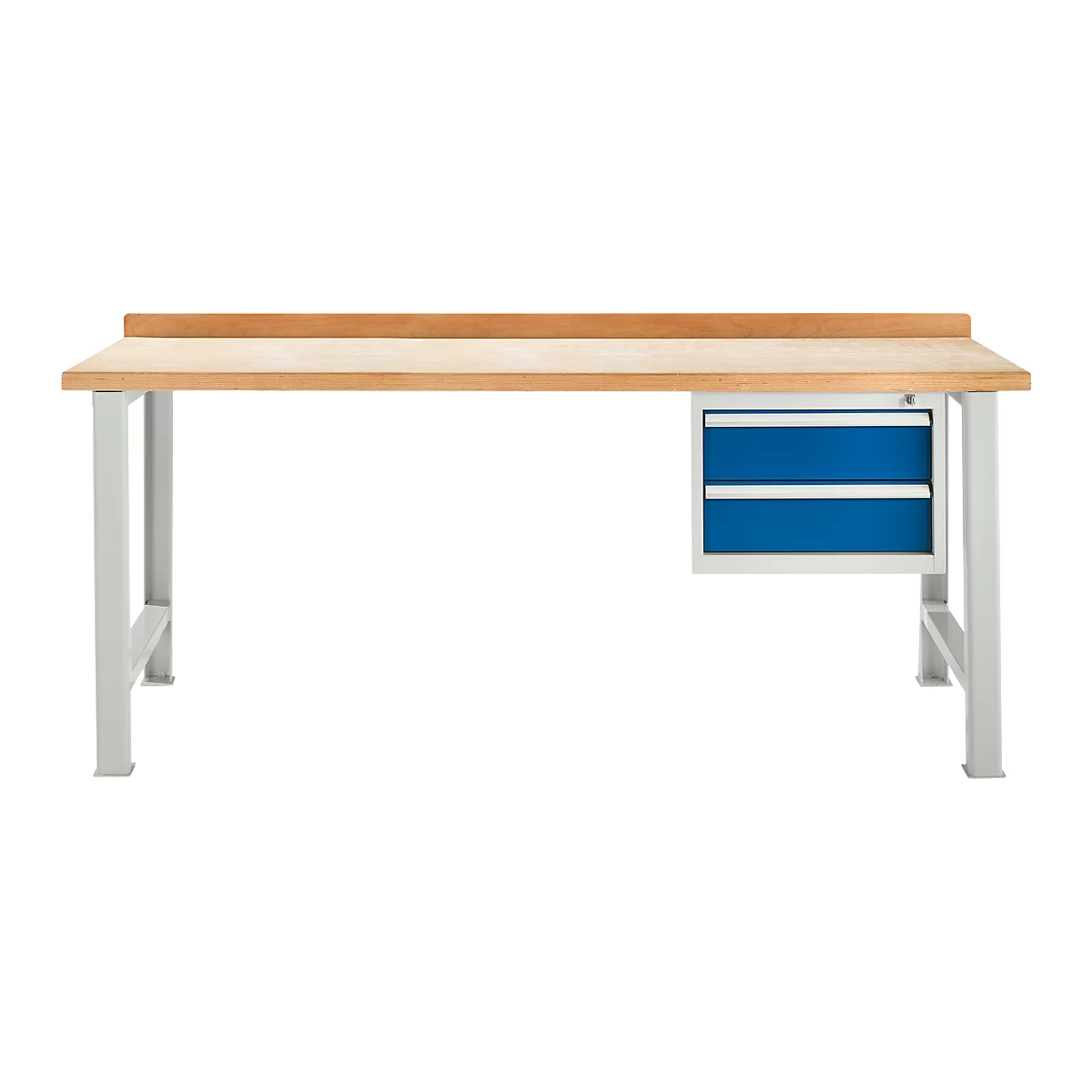 Banco de trabajo modular Schäfer Shop Select, mueble básico, tablero multiplex de haya, hasta 500 kg, An 2000 x Pr 700 x Al 840 mm, azul genciana ral 5010