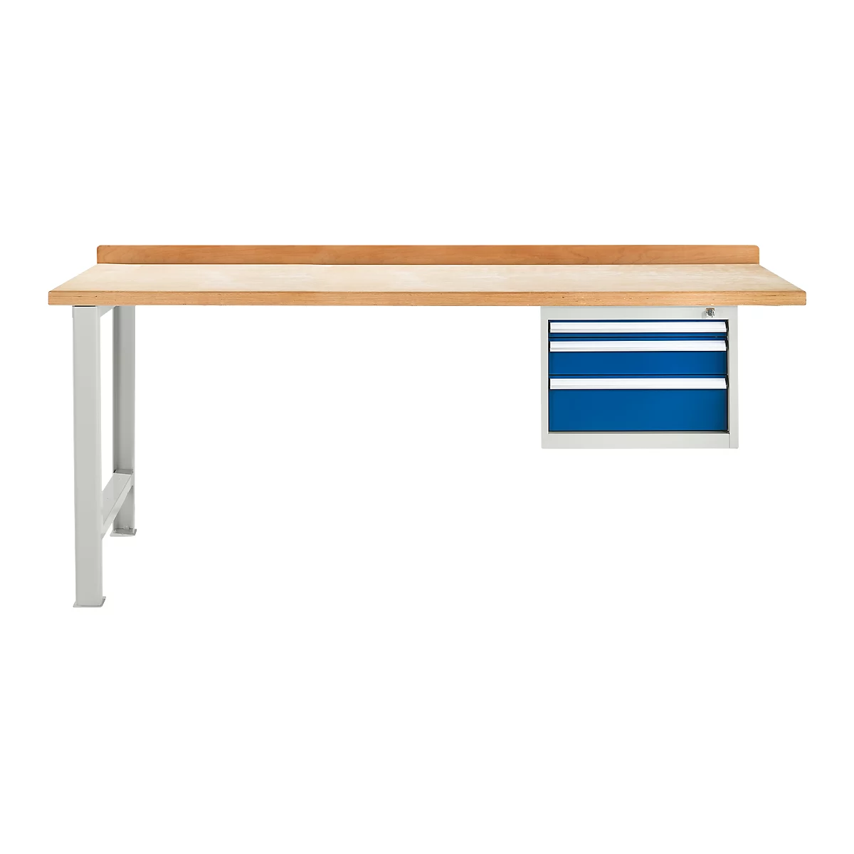 Banco de trabajo modular Schäfer Shop Select, unidad adicional, tablero multiplex de haya, hasta 500 kg, An 2000 x Pr 700 x Al 840 mm, gris claro ral 7035/ azul genciana ral 5010