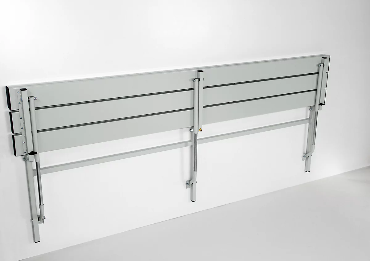 Banco plegable, aluminio, L 2000 mm, gris claro (RAL 7035)