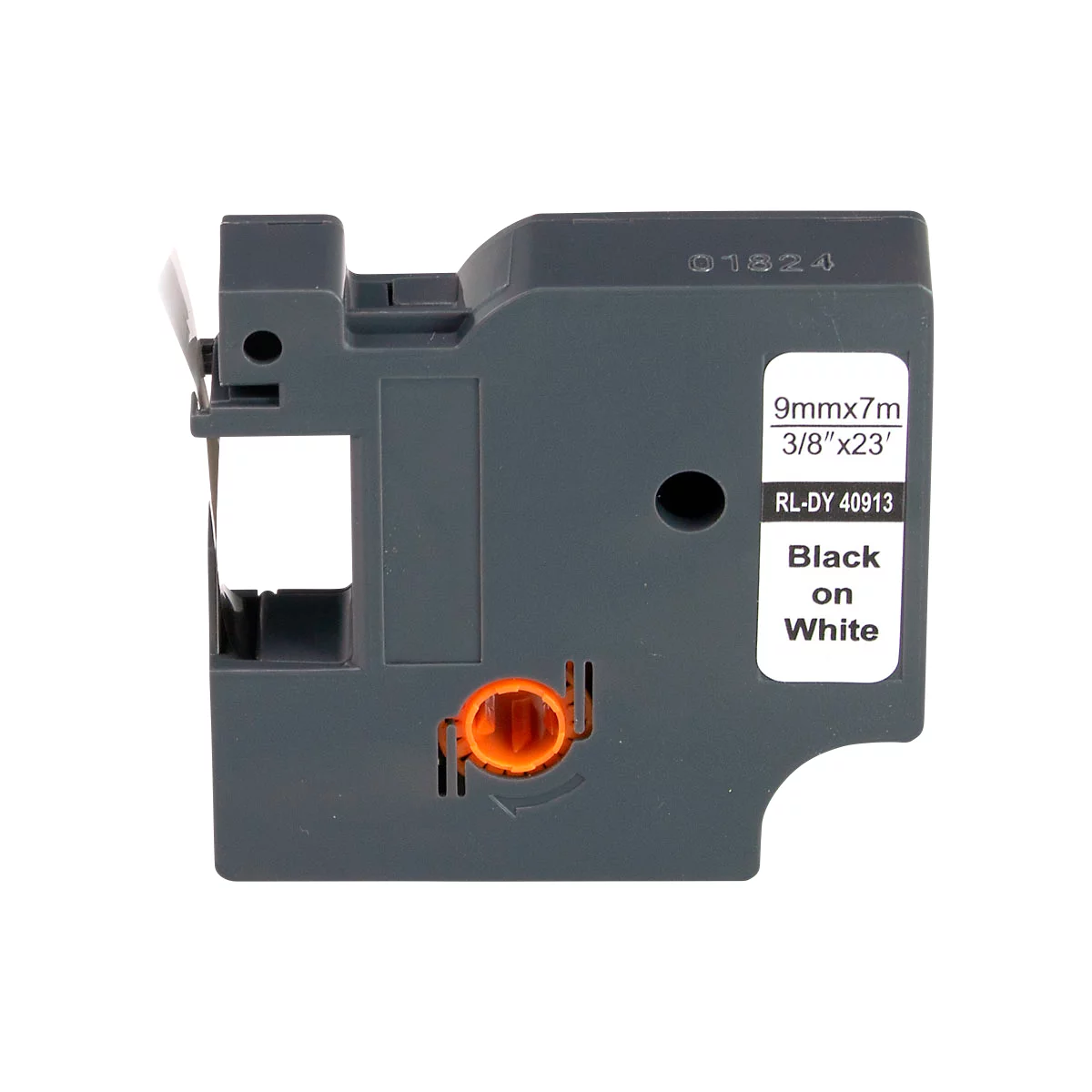 Cartouche d'étiquettes grise avec autocollant blanc : Texte noir sur blanc, 9mmx7m.