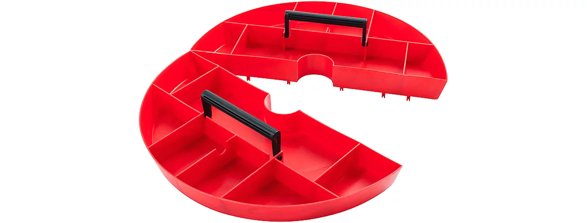 Bandeja de almacenamiento caja de herramientas, plástico, de 2 piezas, rojo, ø 420 x Al 50 mm