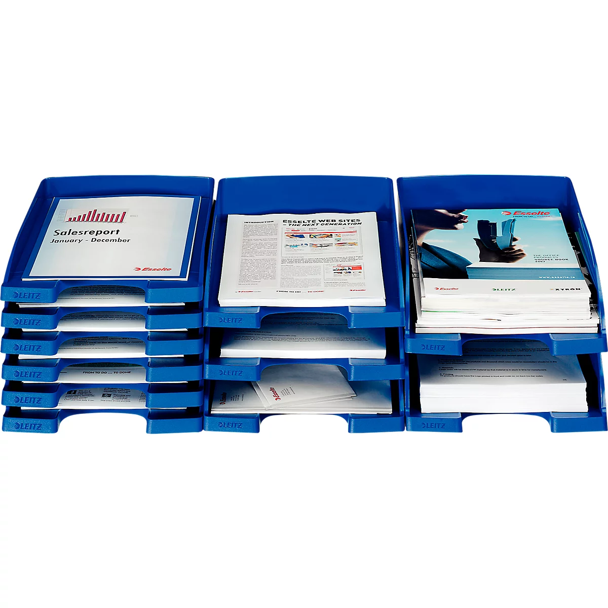 Bandeja para documentos LEITZ® Jumbo 5233, DIN A4, 4 unidades, azul