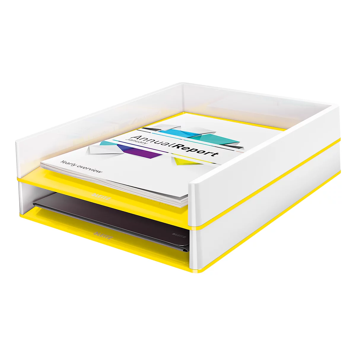 Bandeja para documentos LEITZ® WOW Duo Color, DIN A4, blanco/amarillo