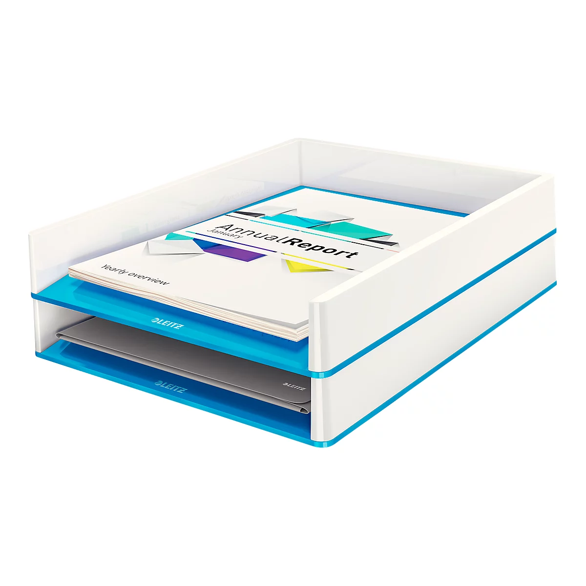 Bandeja para documentos LEITZ® WOW Duo Color, DIN A4, blanco/azul