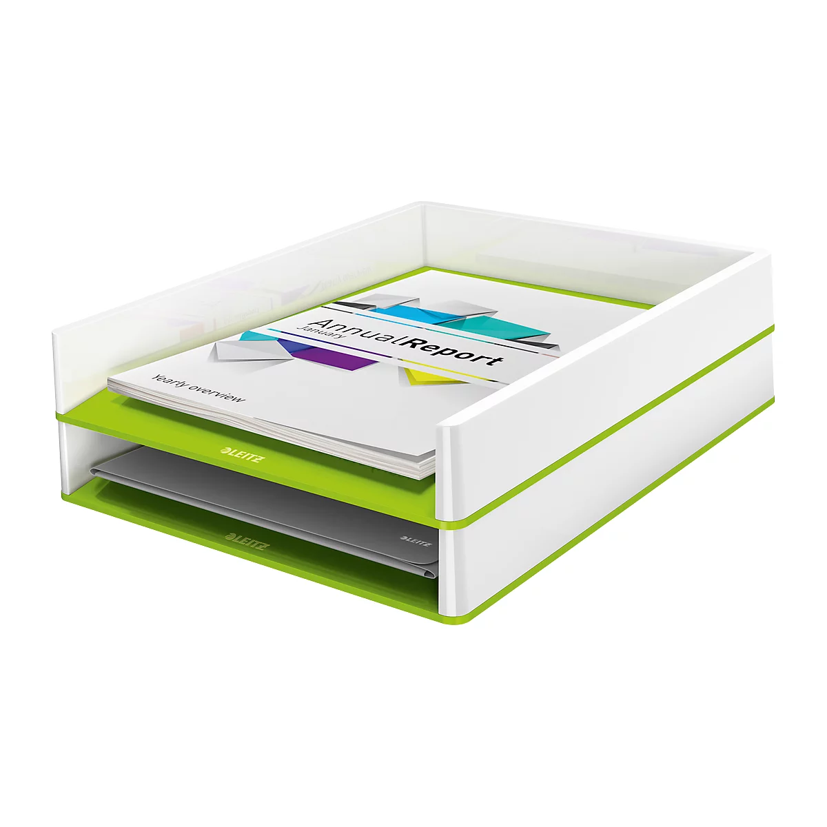 Bandeja para documentos LEITZ® WOW Duo Color, DIN A4, blanco/verde