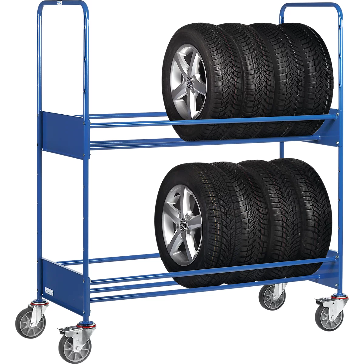 Bandenwagen Fetra 4586, tot 250 kg, 2 etages met variabele opschroefbare bandendragers, laadvlak L 1420 x B 600 mm, TPE-banden